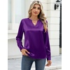 Zeagoo Satin Blouses for Women Silk Tops Long Sleeve Shirts Fall Clothes(Purple)