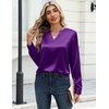 Zeagoo Satin Blouses for Women Silk Tops Long Sleeve Shirts Fall Clothes(Purple)