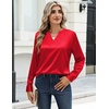 Zeagoo Satin Blouses for Women Silk Tops Long Sleeve Shirts Fall Clothes(Red)