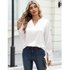 Zeagoo Satin Blouses for Women Silk Tops Long Sleeve Shirts Fall Clothes(White)