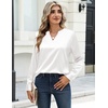 Zeagoo Satin Blouses for Women Silk Tops Long Sleeve Shirts Fall Clothes(White)