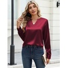 Zeagoo Satin Blouses for Women Silk Tops Long Sleeve Shirts Fall Clothes(Wine Red)