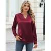 Zeagoo Satin Blouses for Women Silk Tops Long Sleeve Shirts Fall Clothes(Wine Red)