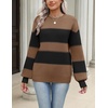Zeagoo Sweaters for Women 2026 Loose Fit Chunky Knit Casual Fall Outfits(04 Black Brown Block)