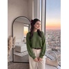 Zeagoo Sweaters for Women 2026 Loose Fit Chunky Knit Casual Fall Outfits(Army Green)