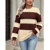 Zeagoo Sweaters for Women 2026 Loose Fit Chunky Knit Casual Fall Outfits(Brown Beige Block)