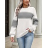 Zeagoo Sweaters for Women 2026 Loose Fit Chunky Knit Casual Fall Outfits(Grey Block)