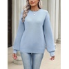 Zeagoo Sweaters for Women 2026 Loose Fit Chunky Knit Casual Fall Outfits(Light Blue)