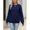 Zeagoo Sweaters for Women 2026 Loose Fit Chunky Knit Casual Fall Outfits(Navy Blue)