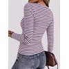 Zeagoo Women Long Sleeve Shirts Ribbed Tops Crewneck Basic Tee(Purple Stripe)