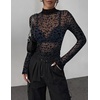 Zeagoo Women Mesh Sheer Top Long Sleeve Sexy Shirt Slim Fitted Fall Clothes(Black Leopard-an59)