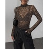 Zeagoo Women Mesh Sheer Top Long Sleeve Sexy Shirt Slim Fitted Fall Clothes(Brown Leopard-an658)