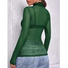Zeagoo Women Mesh Sheer Top Long Sleeve Sexy Shirt Slim Fitted Fall Clothes(Green)