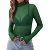 Zeagoo Women Mesh Sheer Top Long Sleeve Sexy Shirt Slim Fitted Fall Clothes(Green)