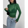 Zeagoo Women Mesh Sheer Top Long Sleeve Sexy Shirt Slim Fitted Fall Clothes(Green)