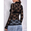 Zeagoo Women Mesh Sheer Top Long Sleeve Sexy Shirt Slim Fitted Fall Clothes(Lace Black)