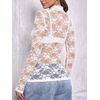 Zeagoo Women Mesh Sheer Top Long Sleeve Sexy Shirt Slim Fitted Fall Clothes(Lace White)