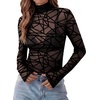 Zeagoo Women Mesh Sheer Top Long Sleeve Sexy Shirt Slim Fitted Fall Clothes(Line-jh255)