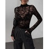 Zeagoo Women Mesh Sheer Top Long Sleeve Sexy Shirt Slim Fitted Fall Clothes(Line-jh255)