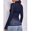 Zeagoo Women Mesh Sheer Top Long Sleeve Sexy Shirt Slim Fitted Fall Clothes(Navy)