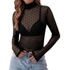 Zeagoo Women Mesh Sheer Top Long Sleeve Sexy Shirt Slim Fitted Fall Clothes(Polka Dot-jh79)