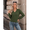 Zeagoo Womens Cropped V Neck Sweaters 2026 Fall Trendy Long Latern Sleeve Ribbed Knit Pullover Sweater Tops(Army Green)