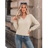 Zeagoo Womens Cropped V Neck Sweaters 2026 Fall Trendy Long Latern Sleeve Ribbed Knit Pullover Sweater Tops(Beige)