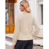 Zeagoo Womens Cropped V Neck Sweaters 2026 Fall Trendy Long Latern Sleeve Ribbed Knit Pullover Sweater Tops(Beige)