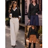 Zeagoo Womens Cropped V Neck Sweaters 2026 Fall Trendy Long Latern Sleeve Ribbed Knit Pullover Sweater Tops(Black)