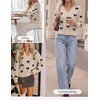 Zeagoo Womens Cropped V Neck Sweaters 2026 Fall Trendy Long Latern Sleeve Ribbed Knit Pullover Sweater Tops(Bow-black Khaki)