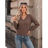 Zeagoo Womens Cropped V Neck Sweaters 2026 Fall Trendy Long Latern Sleeve Ribbed Knit Pullover Sweater Tops(Brown)