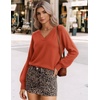 Zeagoo Womens Cropped V Neck Sweaters 2026 Fall Trendy Long Latern Sleeve Ribbed Knit Pullover Sweater Tops(Orange)