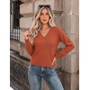 Zeagoo Womens Cropped V Neck Sweaters 2026 Fall Trendy Long Latern Sleeve Ribbed Knit Pullover Sweater Tops(Orange)