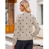 Zeagoo Womens Cropped V Neck Sweaters 2026 Fall Trendy Long Latern Sleeve Ribbed Knit Pullover Sweater Tops(Polka Dot-khaki)