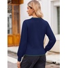 Zeagoo Womens Cropped V Neck Sweaters 2026 Fall Trendy Long Latern Sleeve Ribbed Knit Pullover Sweater Tops(Striped Blue)