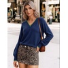 Zeagoo Womens Cropped V Neck Sweaters 2026 Fall Trendy Long Latern Sleeve Ribbed Knit Pullover Sweater Tops(Striped Blue)