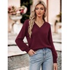 Zeagoo Womens Cropped V Neck Sweaters 2026 Fall Trendy Long Latern Sleeve Ribbed Knit Pullover Sweater Tops(Wine Red)