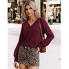 Zeagoo Womens Cropped V Neck Sweaters 2026 Fall Trendy Long Latern Sleeve Ribbed Knit Pullover Sweater Tops(Wine Red)