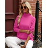 Zeagoo Womens Sweaters Fall Turtleneck Tops Long Sleeve Winter Clothing(Rose Red)