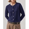 Zeagoo Wool Blend Cardigan Sweaters for Women 2026 Casual Fall Outfits(Navy Blue)