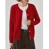 Zeagoo Wool Blend Cardigan Sweaters for Women 2026 Casual Fall Outfits(Red)
