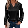 Zeagoo Satin Blouses for Women Silk Tops Long Sleeve Shirts Fall Clothes(Black)