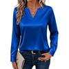 Zeagoo Satin Blouses for Women Silk Tops Long Sleeve Shirts Fall Clothes(Blue)