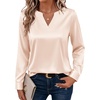 Zeagoo Satin Blouses for Women Silk Tops Long Sleeve Shirts Fall Clothes(Champagne)