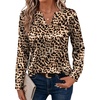 Zeagoo Satin Blouses for Women Silk Tops Long Sleeve Shirts Fall Clothes(Leopard Print)