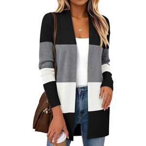 Zeagoo Cardigan Sweaters for Women Open Front Cardigans Long Sleeve Sweater(A2-colorblock 960)