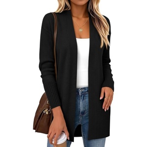 Zeagoo Cardigan Sweaters for Women Open Front Cardigans Long Sleeve Sweater(Black)