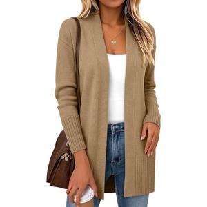 Zeagoo Cardigan Sweaters for Women Open Front Cardigans Long Sleeve Sweater(Khaki)