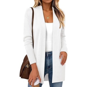 Zeagoo Cardigan Sweaters for Women Open Front Cardigans Long Sleeve Sweater(White)