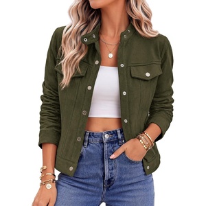 Zeagoo Faux Suede Cropped Jackets for Women Trendy Fall Shackets Coats(Olive Green)